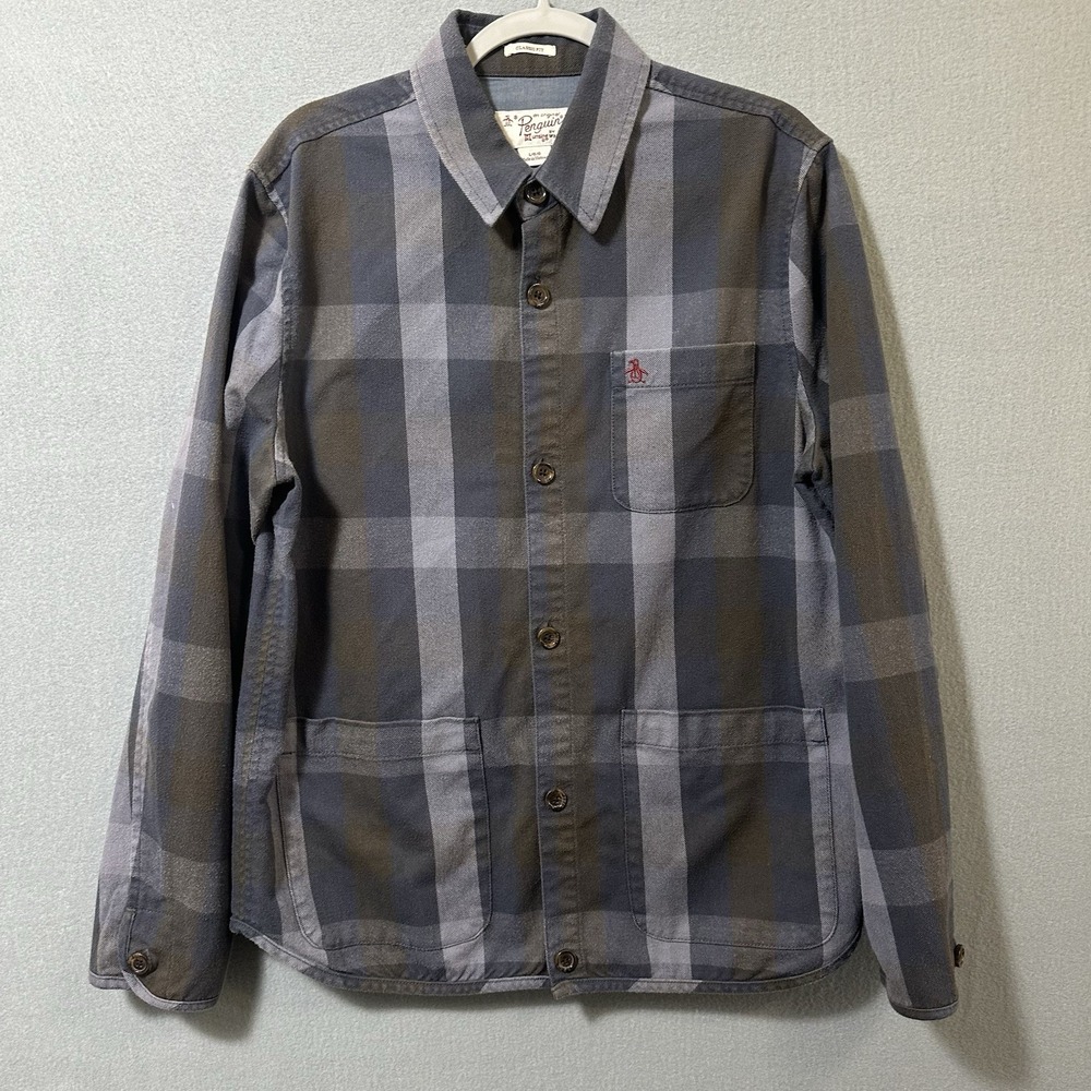 Original Penguin Brushed Cotton Button Front Jacket Flannel Shacket Men's Large